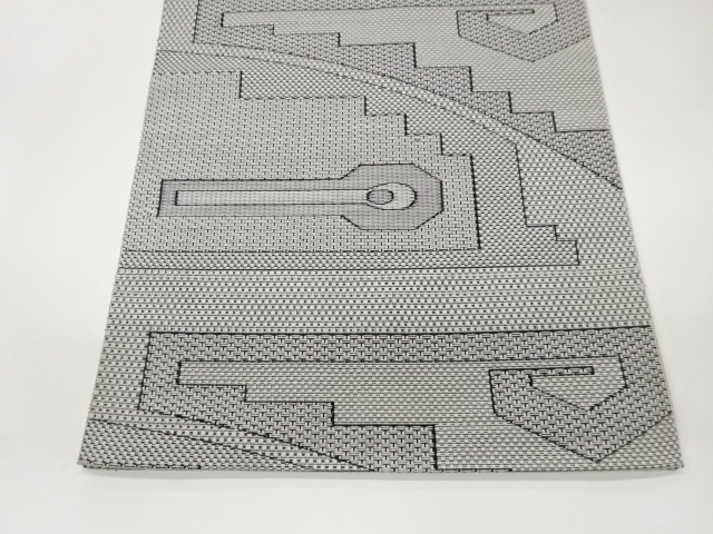  幾何学模様織出し名古屋帯